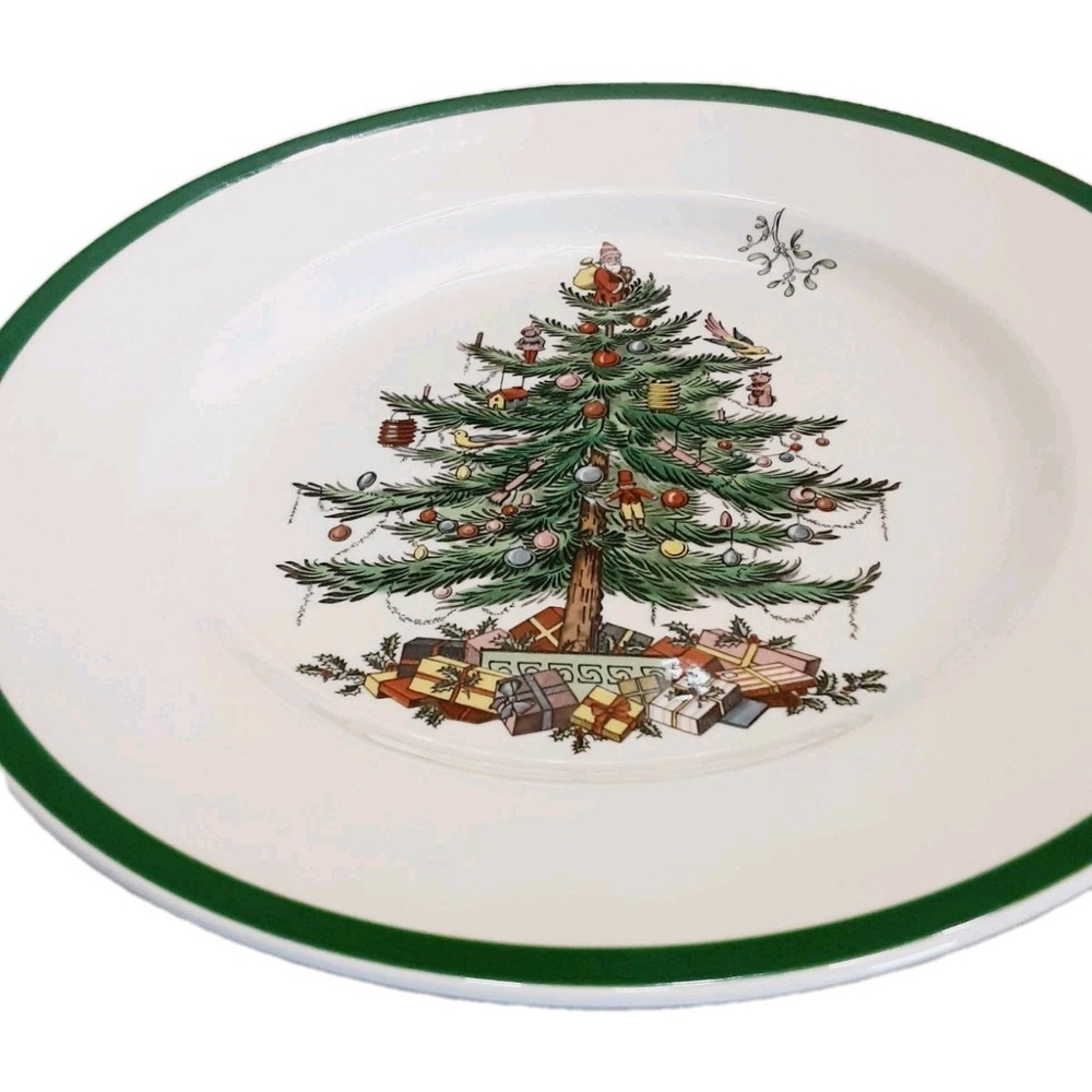 Spode Dinner Plate Santa Christmas Tree 10 3/4 England S3324-AO